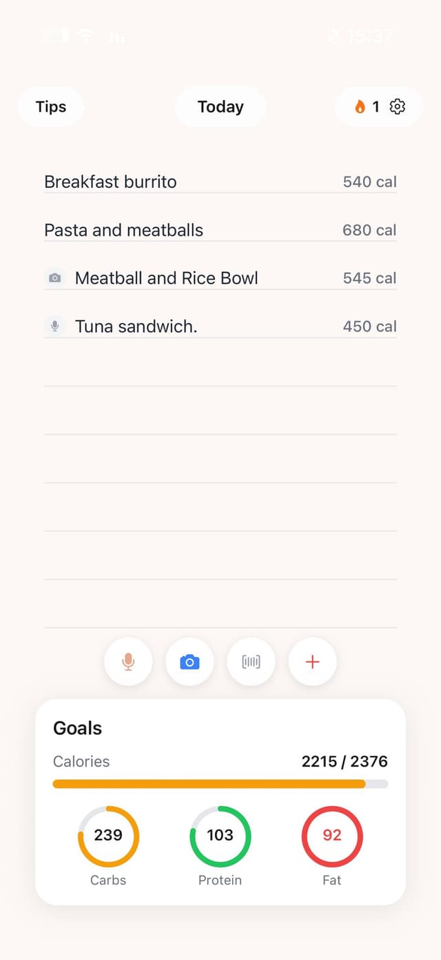 Toast app home screen